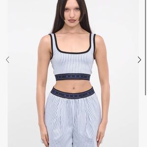 Marni Blue and White Striped Crop Top